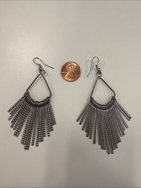 Edgy Silver Fringe Drop Earrings